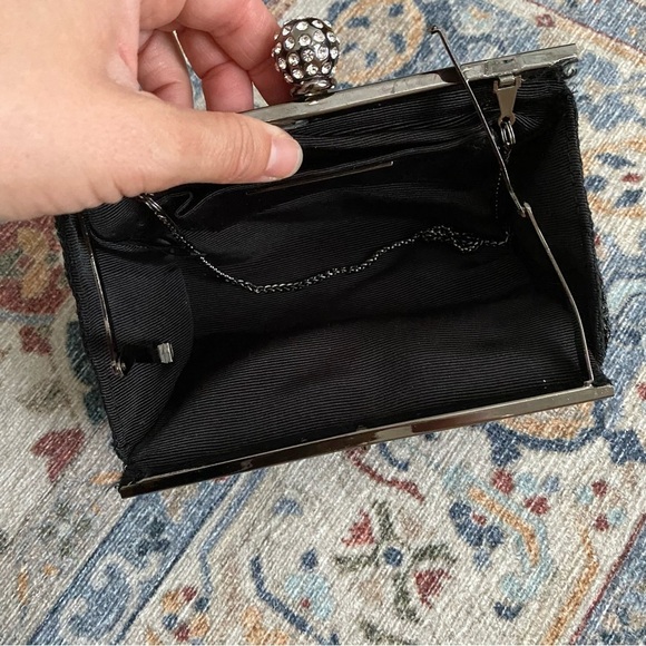 Whiting & Davis Crystal Ball Clutch Black Silver Small Read - Picture 4 of 9